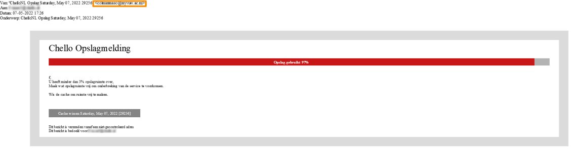 Voorbeeld van phishing - Ziggo.nl <klantcom@mobna.com> Je hebt een Ziggo voucher ontvangen vanwege je vertrouwen in onze. Geniet er nu van Hallo We hebben u willekeurig geselecteerd om deel te nemen aan onze anonieme enquete van 30 seconden over uw winkelervaring bij ons. Aan het einde beloven we je een beloning van minimaal 500 euro, als dank voor je deelname en voor het geven van waardevolle feedback. Bedankt voor je tijd ! Antwoord hier
