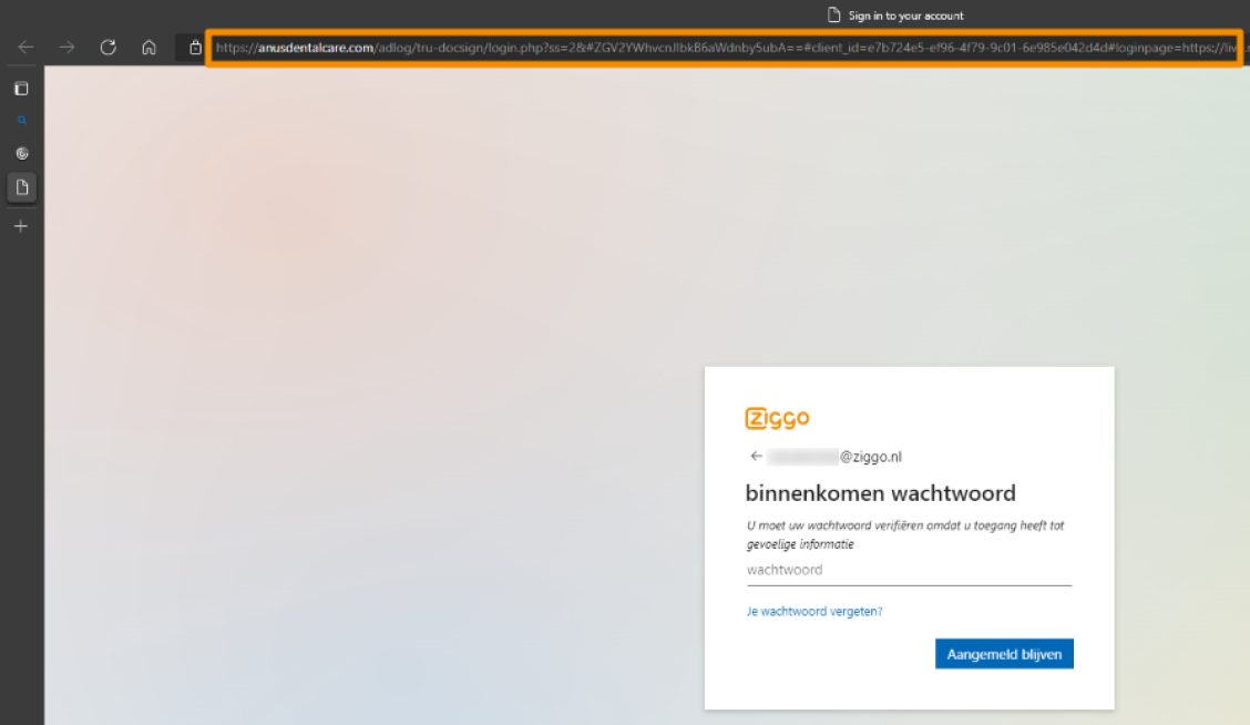 Voorbeeld van phishing - Ziggo.nl <klantcom@mobna.com> Je hebt een Ziggo voucher ontvangen vanwege je vertrouwen in onze. Geniet er nu van Hallo We hebben u willekeurig geselecteerd om deel te nemen aan onze anonieme enquete van 30 seconden over uw winkelervaring bij ons. Aan het einde beloven we je een beloning van minimaal 500 euro, als dank voor je deelname en voor het geven van waardevolle feedback. Bedankt voor je tijd ! Antwoord hier