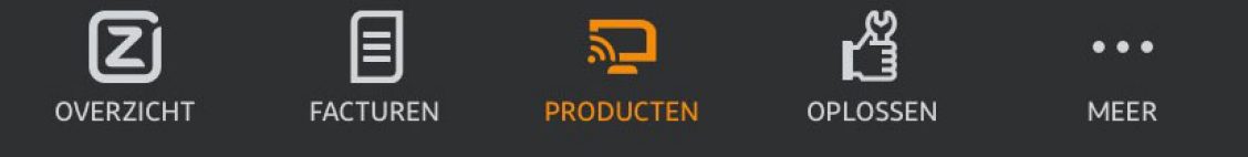Navigatiebalk Mijn Ziggo app
