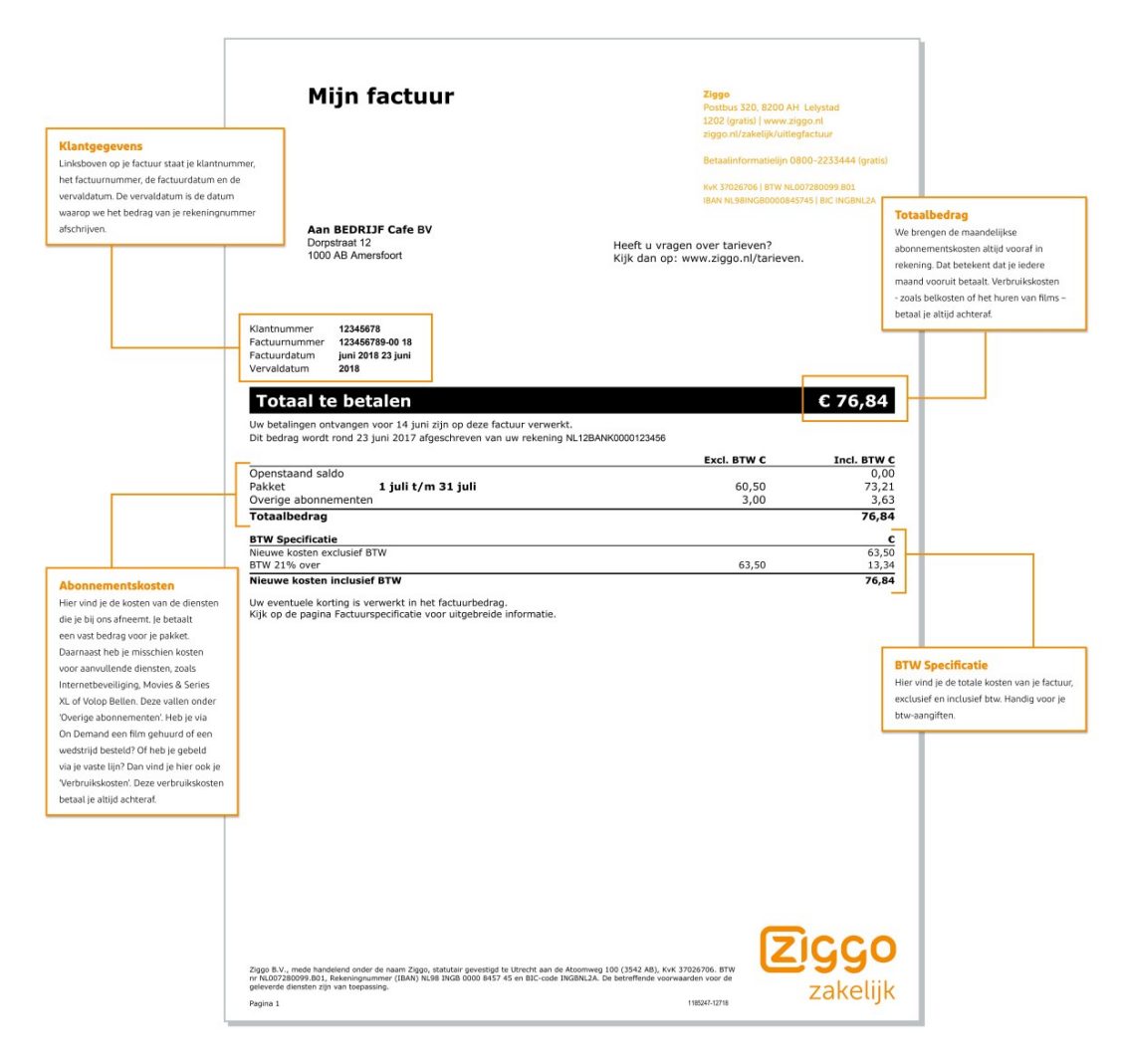 Factuur uitgelegd | Klantenservice | Ziggo Zakelijk