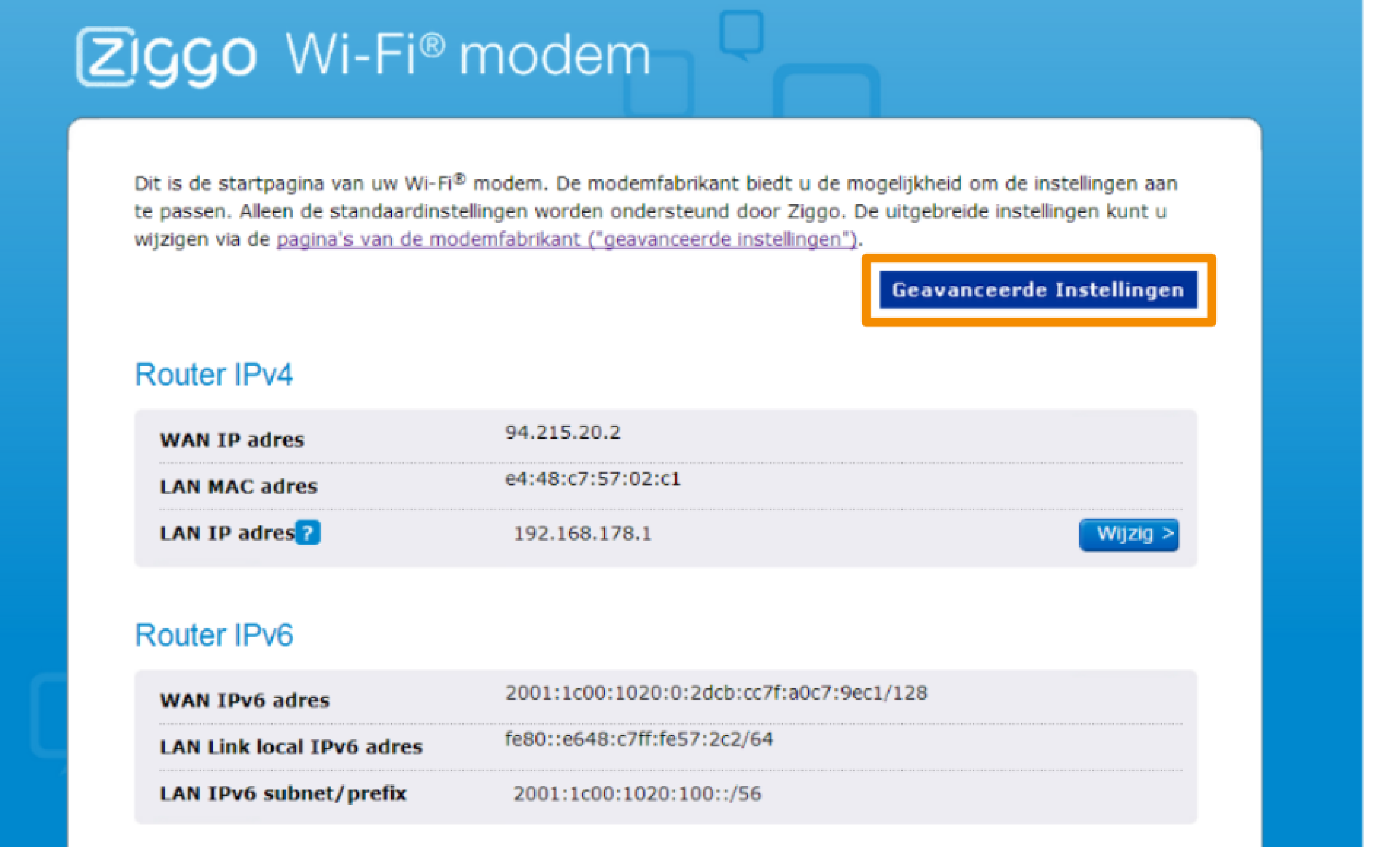 Wifi van je wifimodem uitzetten Klantenservice Ziggo