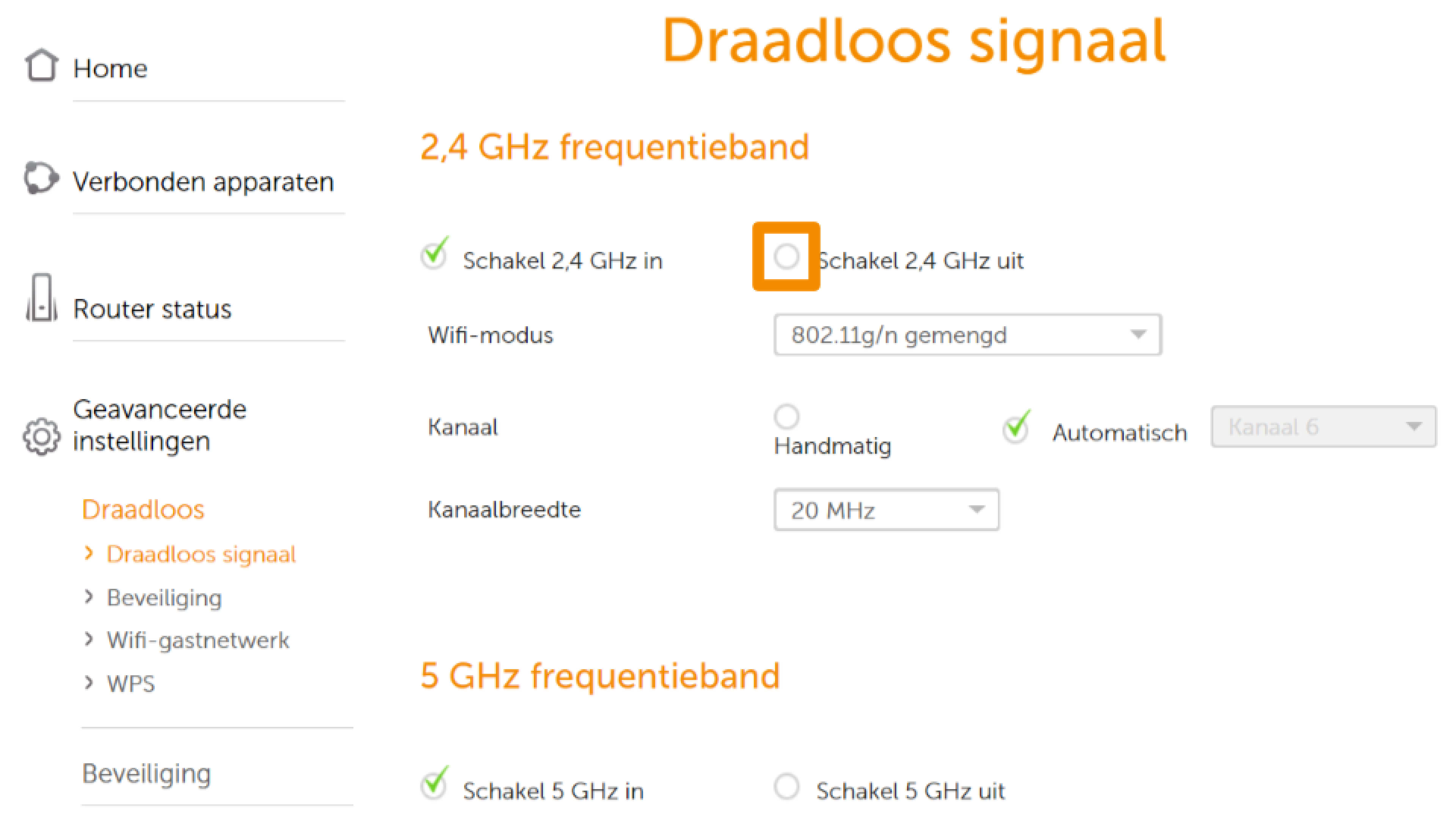 Wifi van je wifimodem uitzetten Klantenservice Ziggo