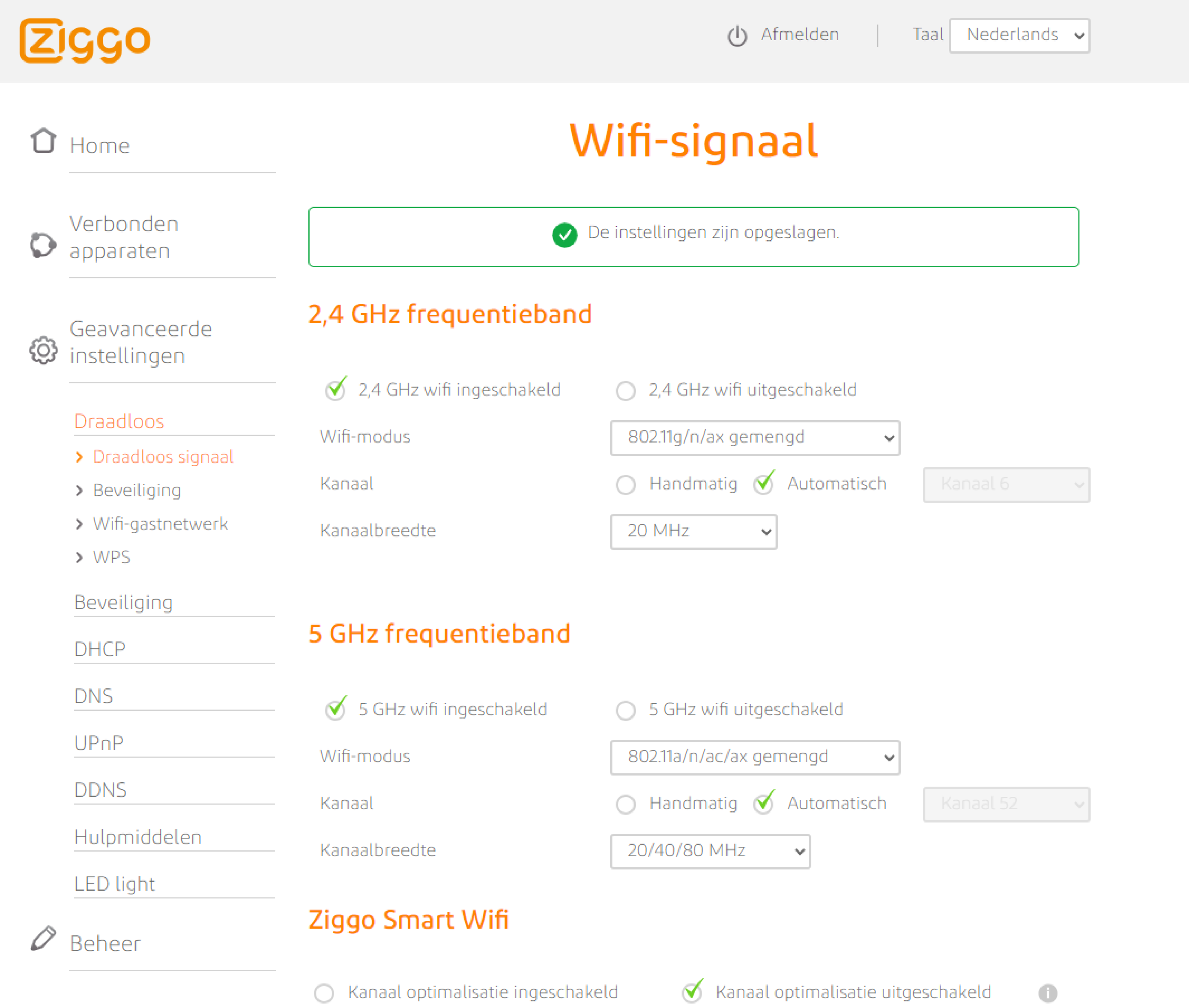 Wifi van je wifimodem uitzetten Klantenservice Ziggo