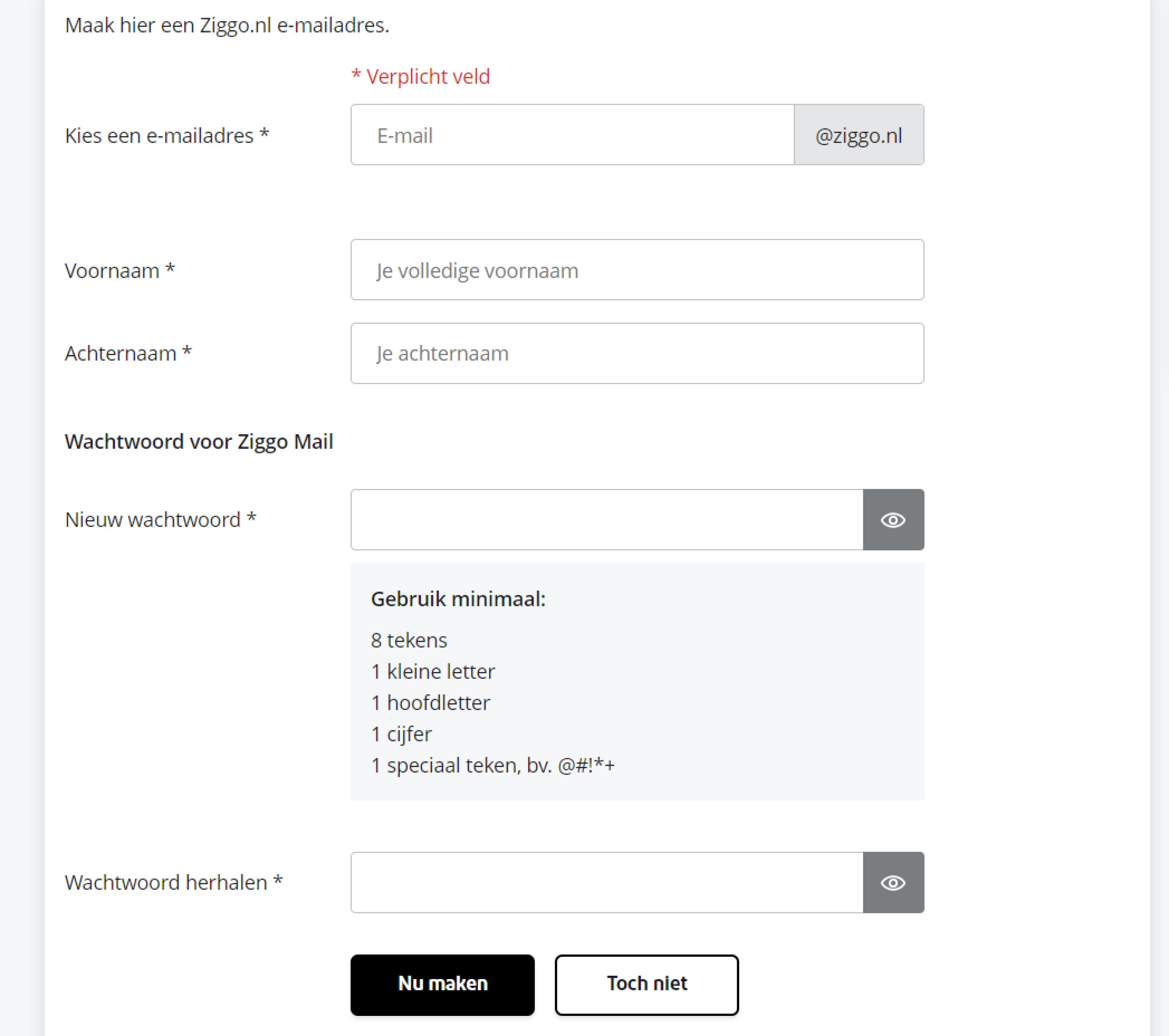 E-mailadres aanmaken stappenplan | Klantenservice | Ziggo