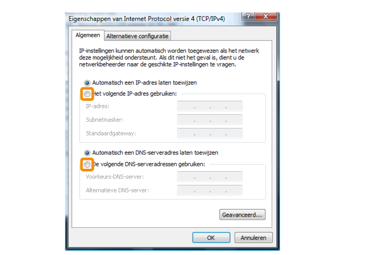 VAST IP ADRES INSTELLEN IN MODEM visual data 3