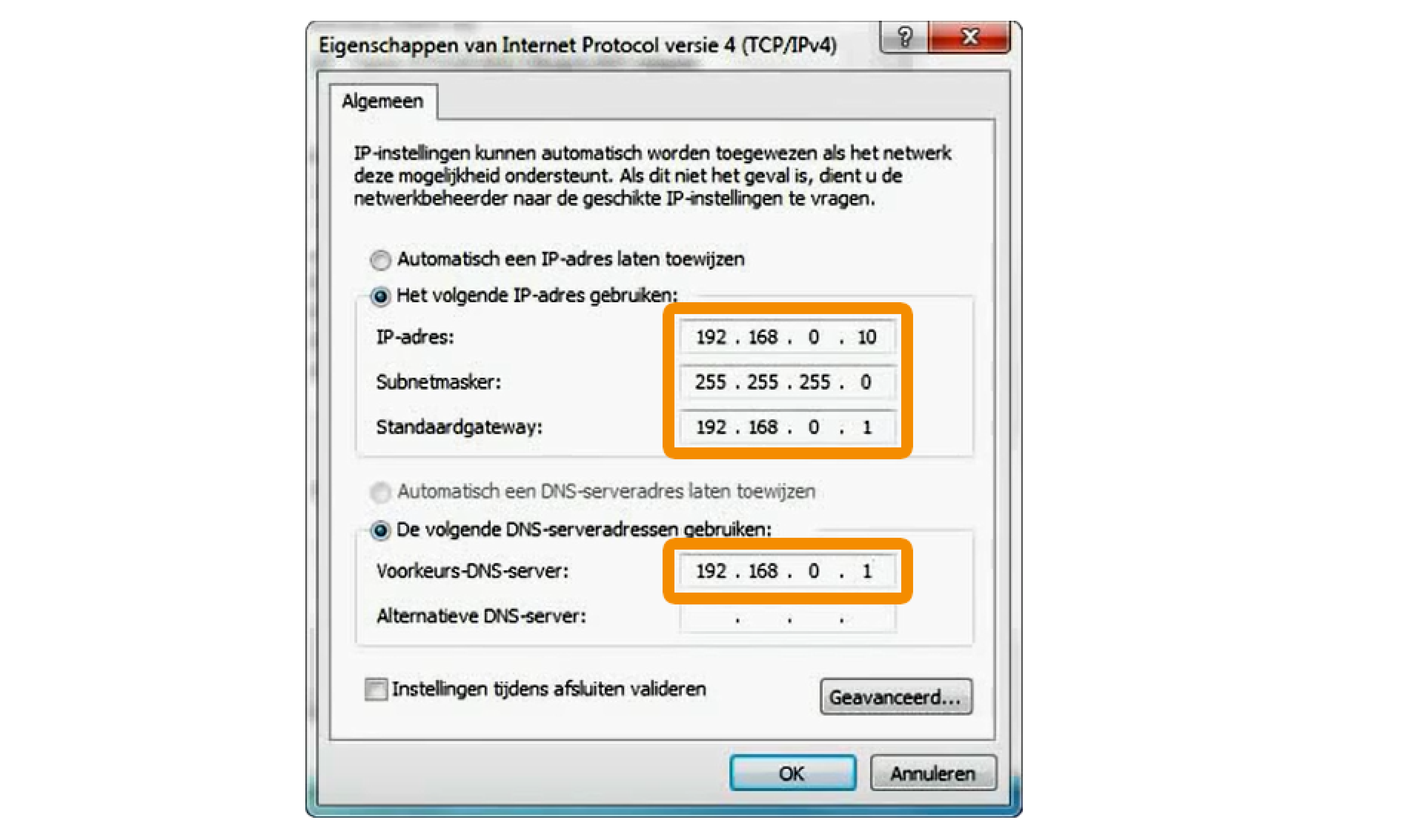 VAST IP ADRES INSTELLEN IN MODEM visual data 8